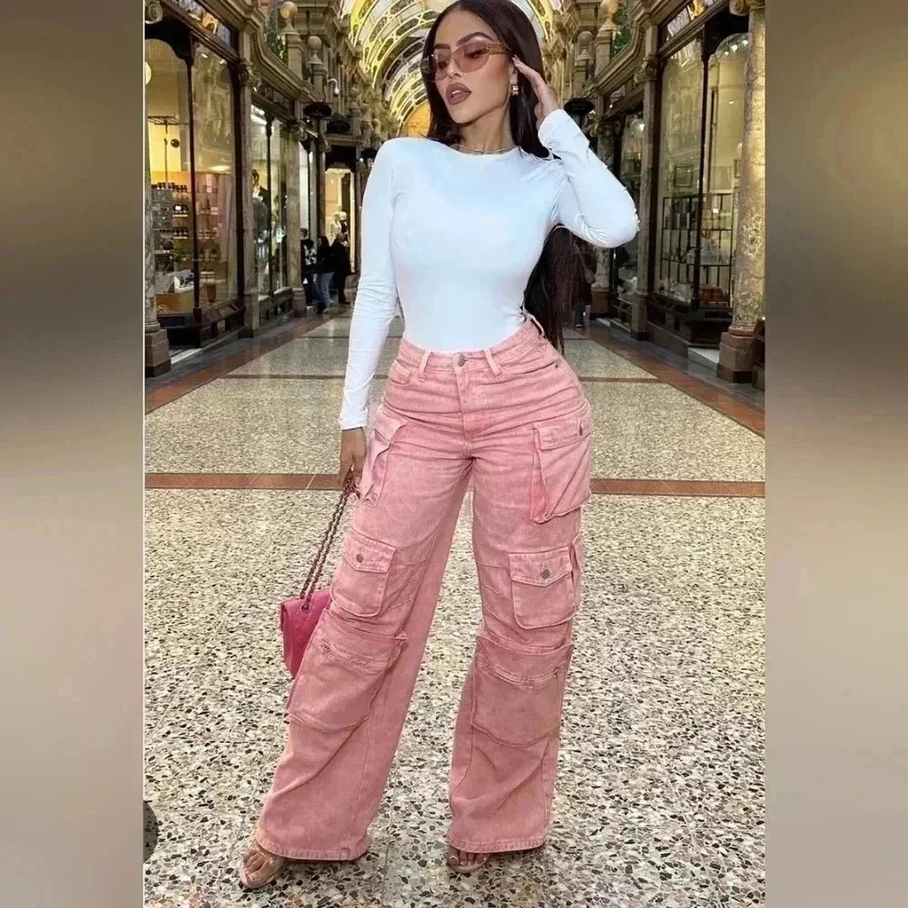 Fashion Nova Lily Rise Cargo Jeans.  Nwt - Picture 2 of 7